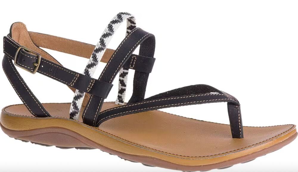 Chaco Loveland Leather Toe Loop Sandals Black Women's Size 9